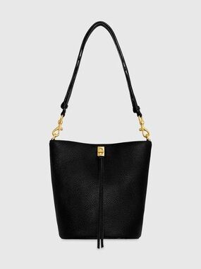 Rebecca Minkoff Black Leather Bucket Bag with Gold Hardware